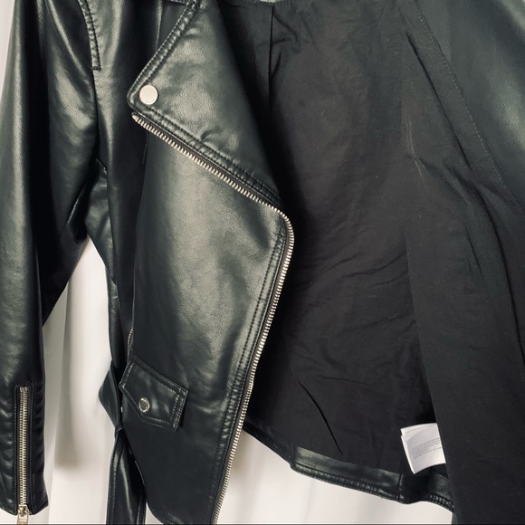 Michael Kors Black Faux Women’s Leather Moto Jkt - Picture 10 of 14